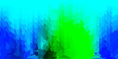 Light blue, green vector abstract triangle background.