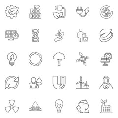 Eco environment icons set in flat style. Ecology vector illustration on white isolated background. Bio emblem sign business concept.