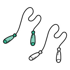 Vector illustration coloring page of doodle jump rope for children and scrap book