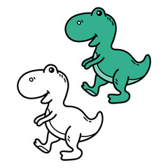 Vector illustration coloring page of doodle dinosaur for children and scrap book