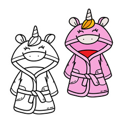 Vector illustration coloring page of doodle bathrobe for children and scrap book