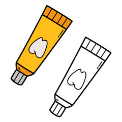Vector illustration coloring page of doodle toothpaste for children and scrap book