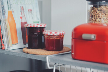 Two jars of homemade jam