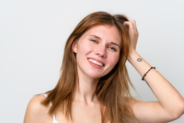 Fototapeta premium Young English woman with happy expression. Close up portrait