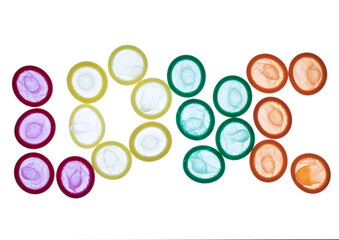 Word Love arranged from unrolled condoms