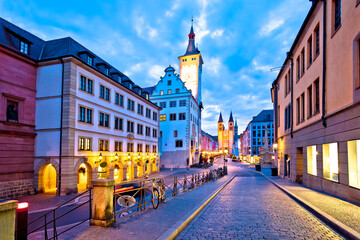 Fototapeta na wymiar Wurzburg. Historic old Town of Wurzburg street evening view
