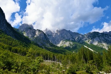 Fototapeta na wymiar View of mountain above Vrata valley in Julian alps, Slovenia
