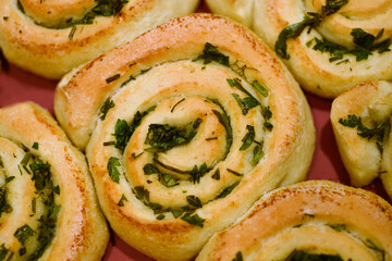 Baked herb swirl buns