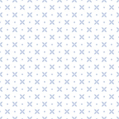 Abstract seamless blue floral dots pattern on white background.