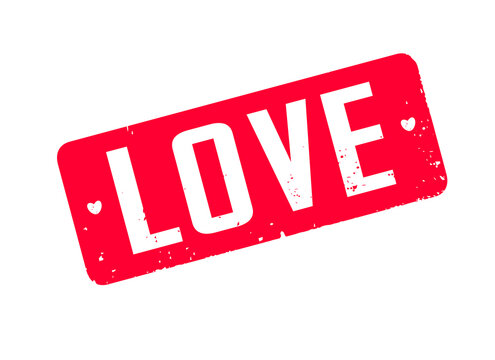 Stamp and text ILOVE. RED  VECTOR ILLUSTRATION.