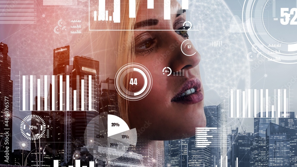 Poster conceptual business dashboard for financial data analysis . 3d render computer graphic .