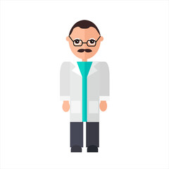 Doctor with a mustache in glasses. 