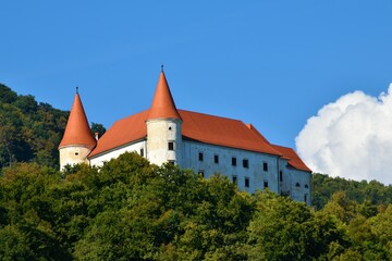 View of Bizeljsko castle surrounded by forest in Stajerska, Slovenia