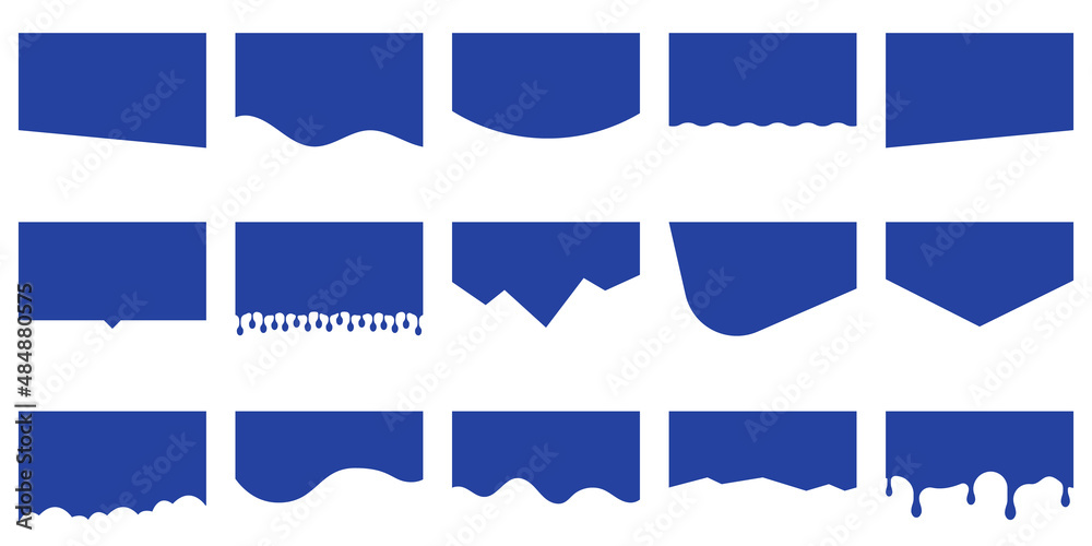 Wall mural curve lines, drops, wave collection of abstract design element for top, bottom page web site. templa