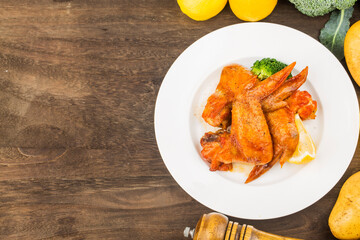 A plate of freshly baked chicken wings
