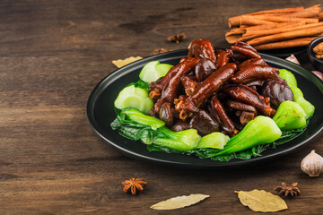 Chinese food: a plate of braised goose paw