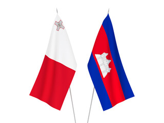 Kingdom of Cambodia and Malta flags