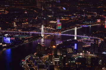 Fototapeta na wymiar View of Nanpu Bridge from the Shanghai Tower