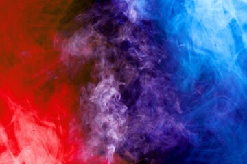 Fog in red blue color neon light on black background.