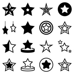 Stars Flat Icon Set Isolated On White Background