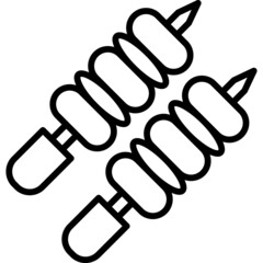 Kebab Outline Icon Food Vector