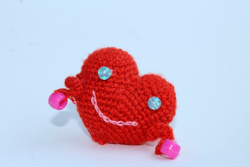 knitted heart of amigurumi on valentine's day