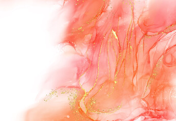 Vector coral banner. Hand drawn abstract paint brush stroke.