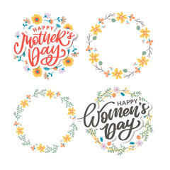 Women's Day hand drawn lettering. Red text isolated on white for postcard, poster, banner design element. Happy Women's Day script calligraphy. Ready holiday lettering design.