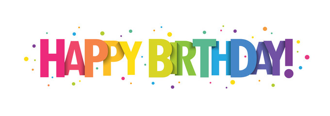 HAPPY BIRTHDAY! bright vector typography banner with colored dots