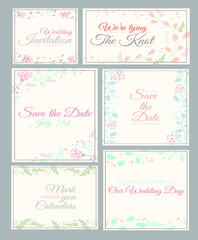 set of wedding invitation cards design