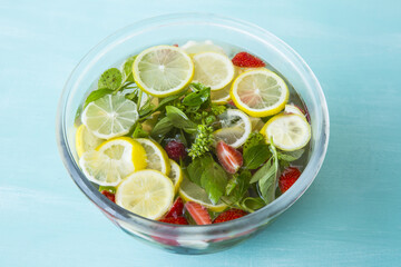 Infused water with fresh organic fruits