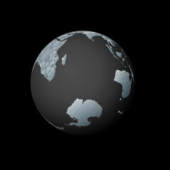 Low poly globe centered to TAAF. Red polygonal country on the globe. Satellite view of TAAF. Beautiful vector illustration.