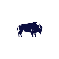 Bull silhouette icon, strength and perseverance symbol. Stylized silhouette bull standing, isolated on white background. Suitable for your design need, logo, illustration, animation, etc.