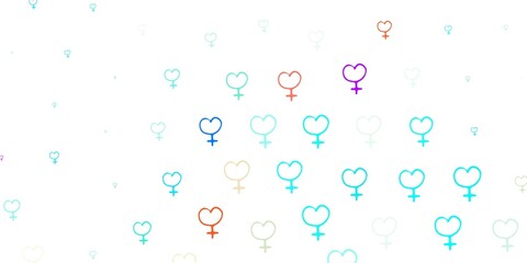 Light Blue, Red vector background with woman symbols.