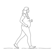 Pregnant woman doing sports walking.