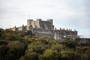 Fototapeta na wymiar Dover Castle. The most iconic of all English fortresses. English castle on top of the hill.