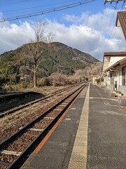 Fototapeta na wymiar railway in the mountains in japan