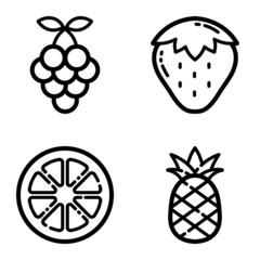 Fruits Flat Icon Set Isolated On White Background