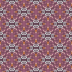 Bright seamless oriental background, abstract vintage scrollwork elements.