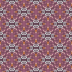 Bright seamless oriental background, abstract vintage scrollwork elements.
