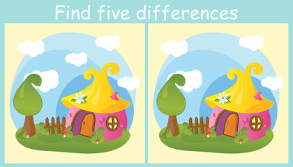 find five differences fairy house