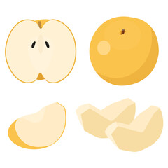 果物・梨のカットフルーツイラスト素材　ベクター