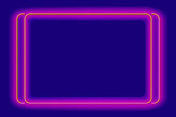 Neon Frame background with blank space for template and layout. Blue and purple colors