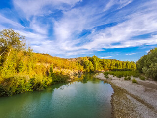 View of Reno river in autumn