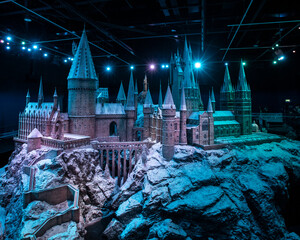 Naklejka premium Hogwarts Castle in the Snow at the Making of Harry Potter Studio Tour