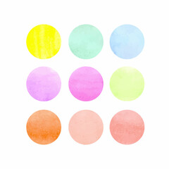 Set of multicolored watercolor circles.