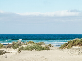 Beach and Atlantic Ocean in Caleta de Famara, Lanzarote Canary Islands.