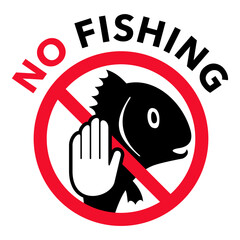 No Fishing emblem with strikethrough fish