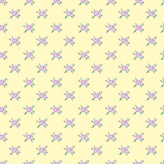 Watercolor pattern with small flowers on a yellow background