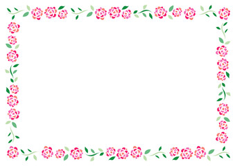 シンプルなピンクの薔薇の横長のフレーム